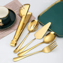 Kit Utensílios de Cozinha 6 Peças em Aço Inox Dourado e Prata