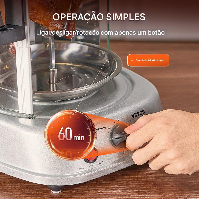 VEVOR Máquina de Grelha Shawarma de Aço Inoxidável Vertical Giroscópio Rotisserie Doer-