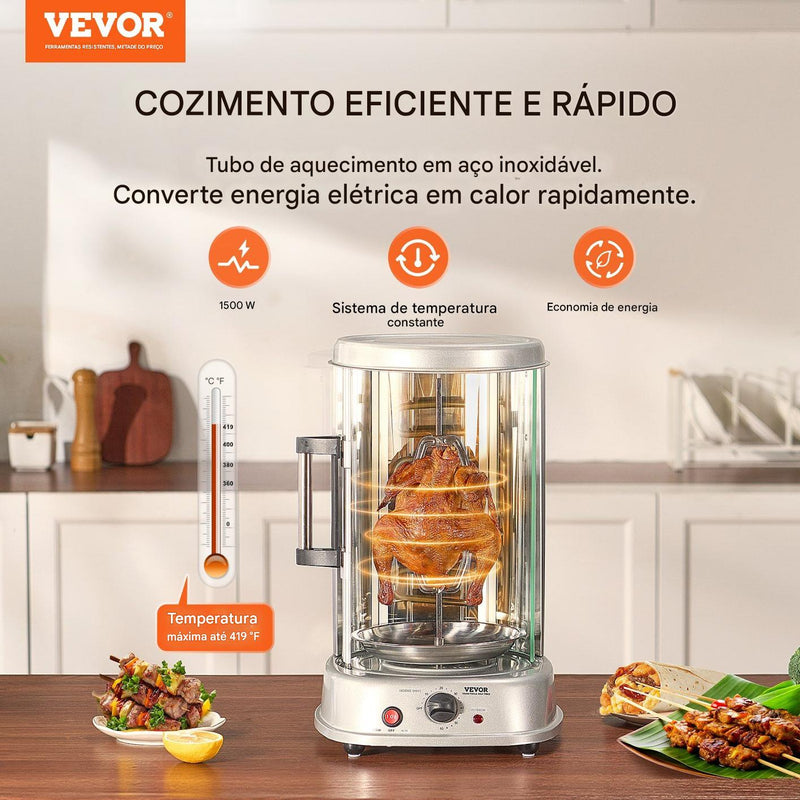 VEVOR Máquina de Grelha Shawarma de Aço Inoxidável Vertical Giroscópio Rotisserie Doer-